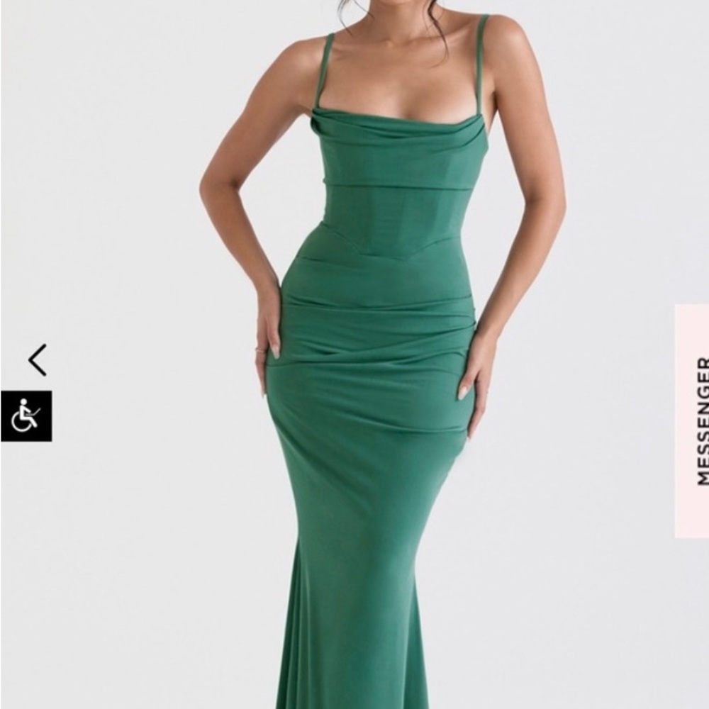 House of CB Milena Green Jersey Corset Maxi Dress